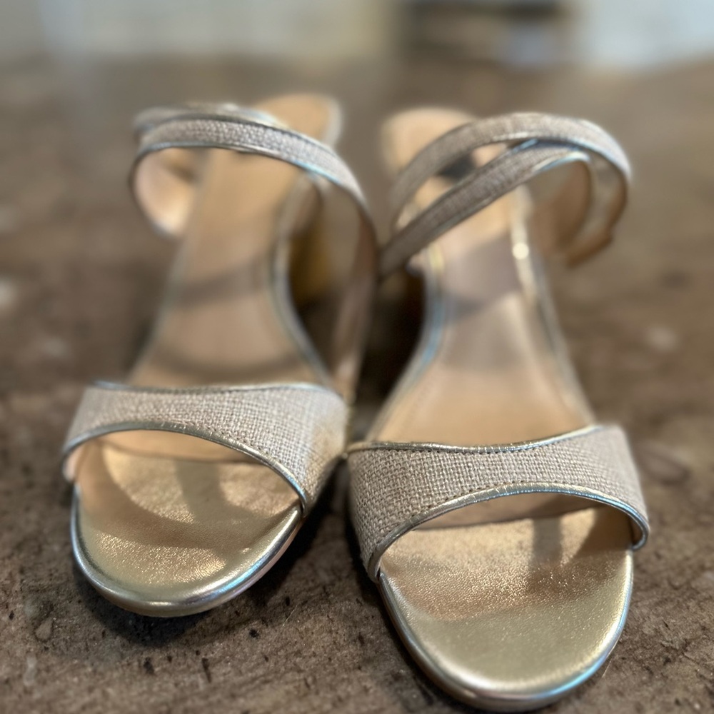 White House Black Market Silver Gold Heels